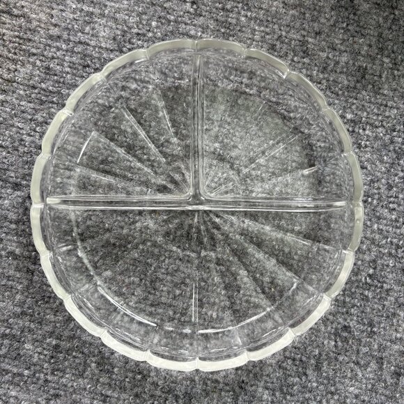 Vintage Lazy Susan Serving Tray Divided Glass Insert Floral Scroll Aluminum‎ 60s - Picture 14 of 14